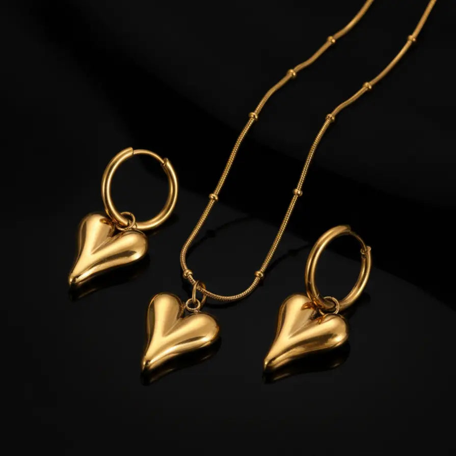Goldenes Herz-Set: Unterstreichen Sie Ihren Glanz