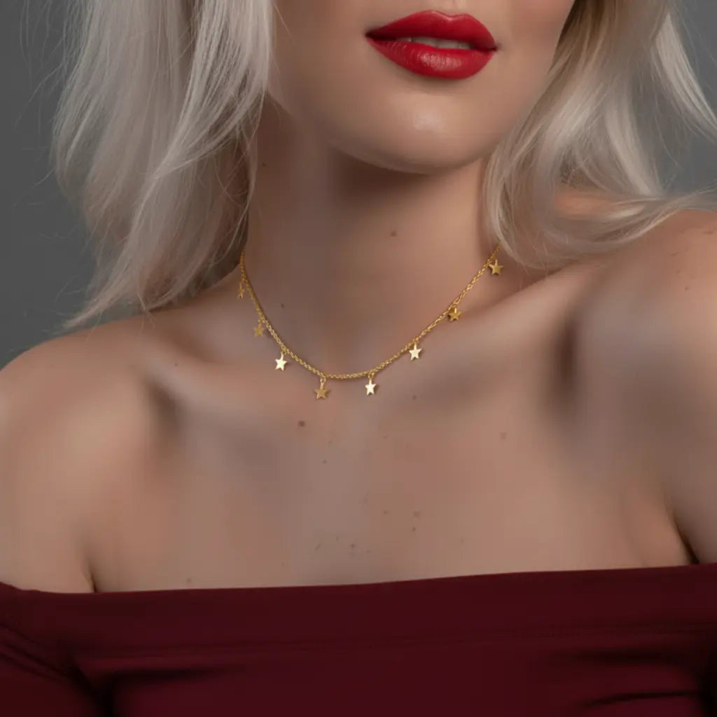 Sternen-Choker – zarte Kette mit tanzenden Mini-Sternen